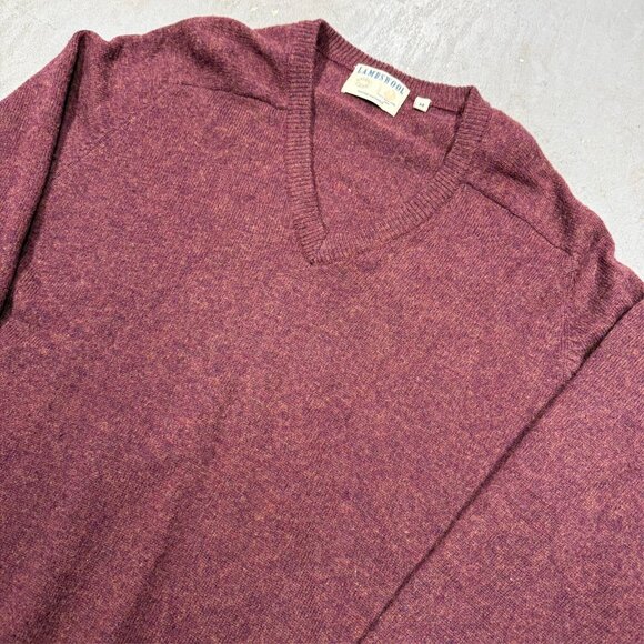Vintage Casual Club 100% Lambswool Sweater V-Neck Knit Red Long Sleeve Medium - Picture 2 of 8